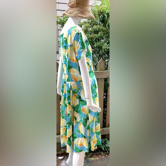 Lady voluptuous cotton blend yellow, green and pale floral dress size 18(XXL) - Picture 3 of 14